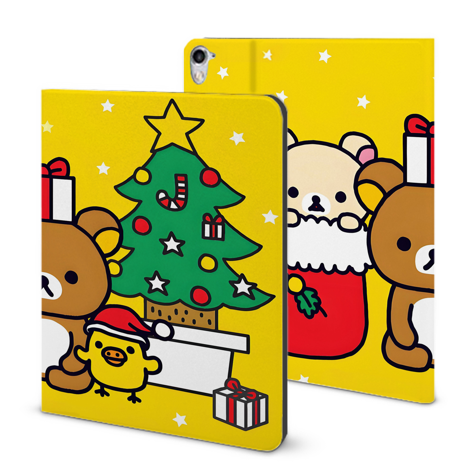 （画像用） リラックマ リラックマ キイロイトリ Rilakkuma Korilakkuma Kiiroitori IPad ケース ブック型 PUレザー TPU 耐衝撃 軽量 薄型 ペン収納なし 全面保護 IPad 各モデル対応